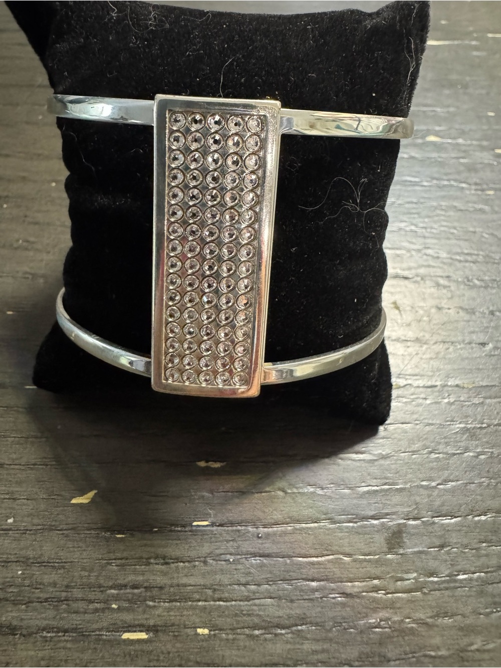 Brighton Silver Rectangular Crystal Cuff Bracelet